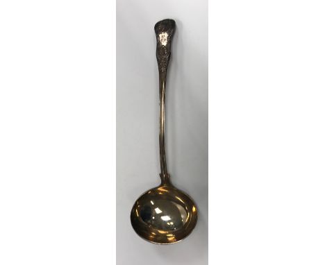 A George IV silver "King's" pattern soup ladle bearing ownership initial "E" (by William Johnson - probably, London 1825), 10