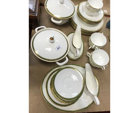 A Wedgwood "Chester" pattern part dinner service comprising two lidded tureens, two sauceboats and stands, oval serving platt