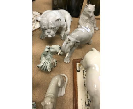 A collection of ornamental china wares to include a USSR Lomonosov Elephant, approx 19 cm long, various Continental animal or