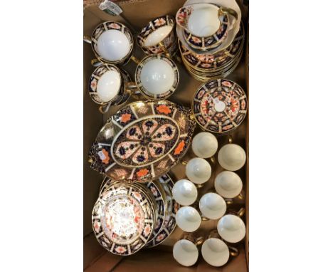 A collection of Royal Crown Derby Imari pattern No. 2451 tea and coffee wares comprising twelve teacups and saucers, ten coff