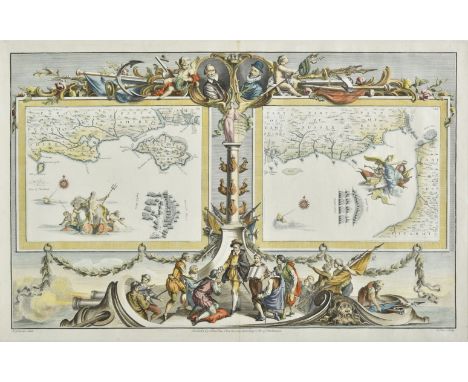 * Pine (John). Two sea charts originally published in 'The Tapestry Hangings of the House of Lords, Representing the Several 