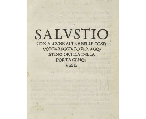 Sallustius Crispus (Gaius). [Opere] Salustio con alcune altre belle cose: volgareggiato per Agostino Ortica della Porta, 1st 