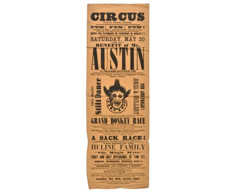 Broadsides. A collection of 11 advertising broadsides, for theatrical &amp; circus performances, 1800-78, including: Circus, 