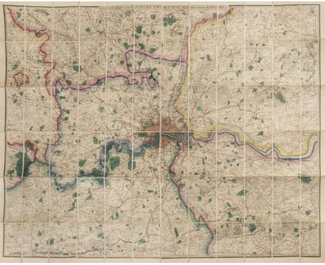 London. Wyld James, publisher), A New Map of the Country Twenty-five Miles round London, circa 1860. engraved map with bright