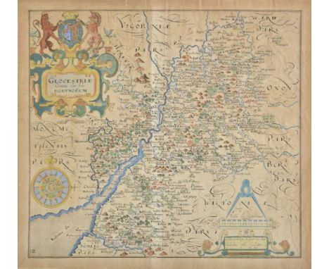 South West England. Gloucestershire. Saxton (Christopher &amp; Hole G), Glocestriae comitatus olim sedes Dobunorum, [1637], h