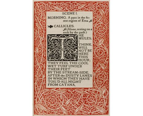 Vale Press. Empedocles on Etna, a Dramatic Poem, by Matthew Arnold, printed at the Ballentyne Press for Hacon &amp; Ricketts,