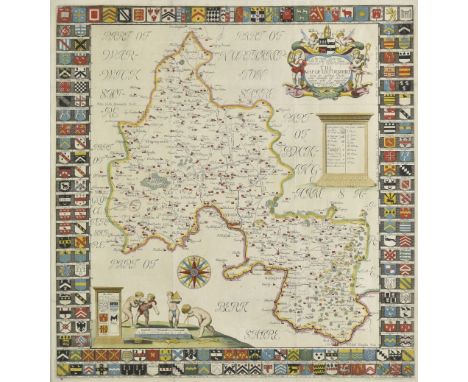 Oxfordshire. Plot (Robert), The Map of Oxfordshire..., circa 1677, hand coloured engraved map, decorative cartouche, mileage 