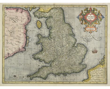 England &amp; Wales. Mercator (Gerard &amp; Hondius Jodicus), Anglia Regnum, circa 1628, hand coloured engraved map, large st