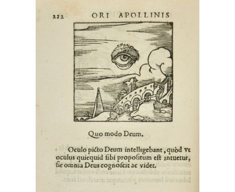 Horapollo. Hieroglyphika [Greek title]. De sacris notis et sculpturis libri duo, Paris: Jacques Kerver, 1551, text in Greek a