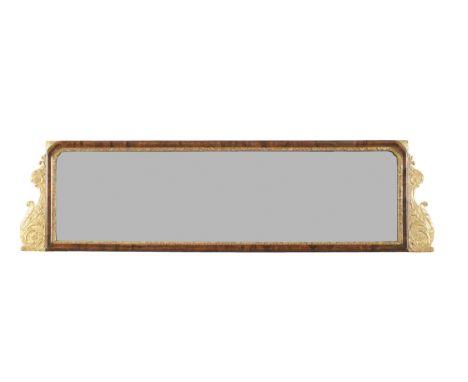 A George II walnut, parcel gilt and gilt gesso triple-plate overmantel landscape mirrorCirca 1730, the later plates within a 