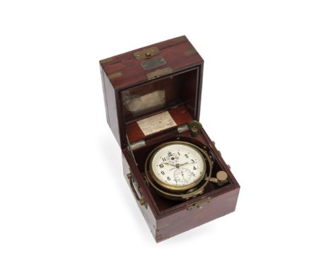 A 20th century Russian brass-bound mahogany two-day marine chronometersigned and number Kirova (ИМЕНИ КИРОВА), 14202the three