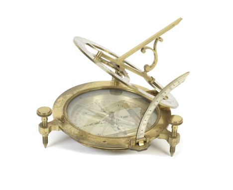 A Large W. &amp; S. Jones Universal Equinoctial Dial, English, circa 1800,signed to the dial and compass rose W &amp; S Jones