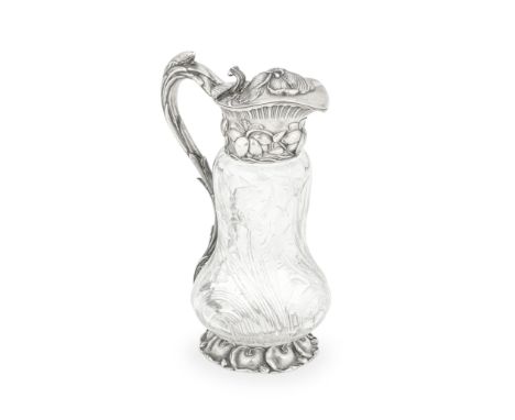 An American silver-mounted cut-glass 'Art Nouveau' covered syrup jugW B Durgin Co, Concord New Hampshire, circa 1900, incuse 