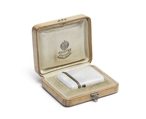 A silver-gilt and enamel vesta caseFabergé, maker's mark Fedor Afansassiev, St. Petersburg, 1908-1917shaped rectangular, the 