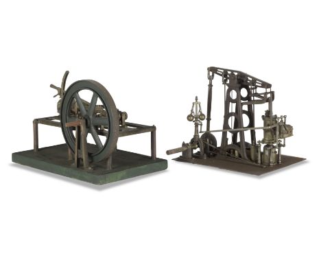 Two Single Cylinder Engineered Models, English, late 19th century,comprising a single cylinder horizontal engine with six-spo