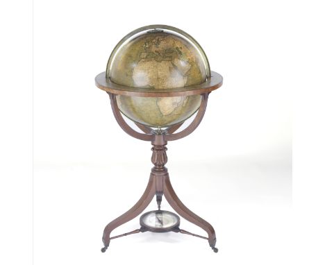 An 18-inch W &amp; T M Bardin terrestrial globe on stand English, early 19th century,cartouche printed To the Rt. Honorable/ 