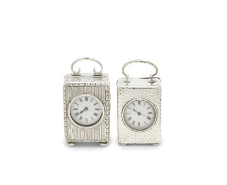 Two silver carriage timepiecesmaker W H ?, Birmingham 1899 and  Charles James Fox, London 1912 Each of upright rectangular fo