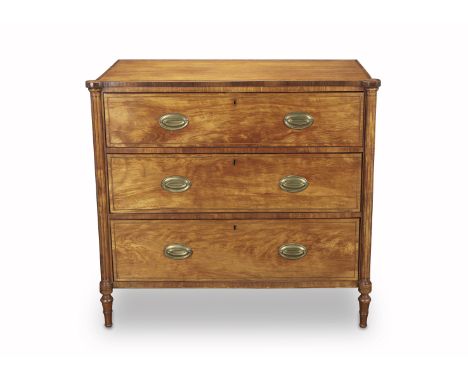 A George III satinwood, kingwood crossbanded and purplewood inlaid commode1790-1800, possibly by GillowsInlaid with stringing