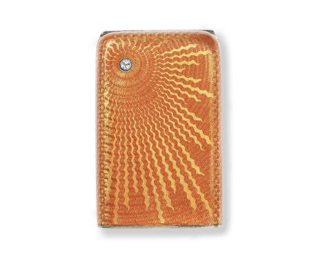 Fabergé guilloché enamel and diamond set cigarette case in leather outer caseAnders Johan Nevlain, St Petersburg, 1899-1908ro