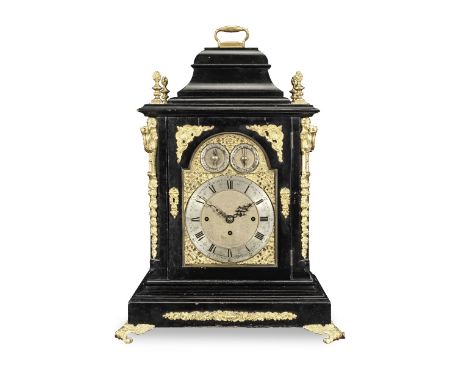 A late 19th century gilt brass mounted ebonised chiming bracket clockthe dial signed Jackman &amp; Son, Baththe rectangular c