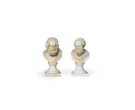 Two Marcolini Meissen biscuit porcelain busts depicting Socrates and Homer, late 18th/early 19th centuryModelled by Johann Go