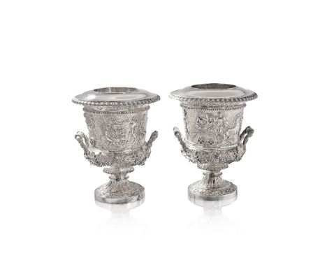 A pair of George IV silver wine coolersJohn Edward Terrey, London 1827  Each of campana form, with detachable liner and colla