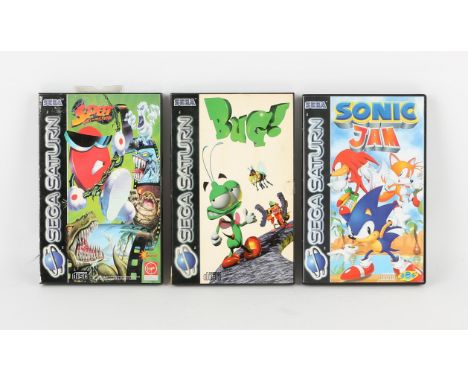 Sega Saturn Platformer bundle (PAL) Games include: Sonic Jam, Bug! and Spot Goes to Hollywood Games are complete, boxed and u
