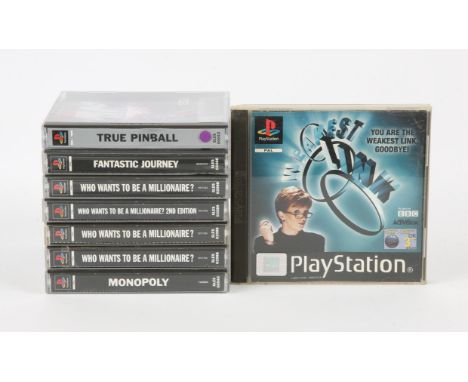 PlayStation 1 (PS1) Game Show/Pinball bundle (PAL) Games include: Fantastic Journey, Monopoly, The Weakest Link, Who Wants to