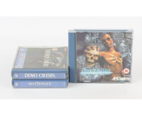 Sega Dreamcast Sci-Fi Action bundle (PAL) Games include: Dino Crisis, Blue Stinger and Shadow Man Games are complete, boxed a