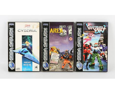 Sega Saturn Sci-Fi bundle (PAL) Games include: Area 51, Virtual On and Cyberia Games are complete, boxed and untested apart f