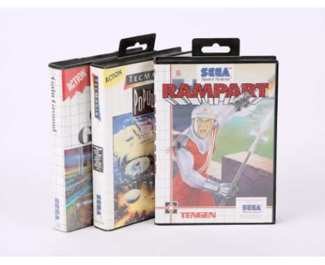 Sega Master System Strategy/Sim bundle (PAL) Games include: Gain Ground, Rampart and Populous Games are boxed and untested. R