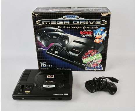 Sega Mega Drive Console, Sonic the Hedgehog Edition (no game) Console is boxed, untested and comes with original power supply