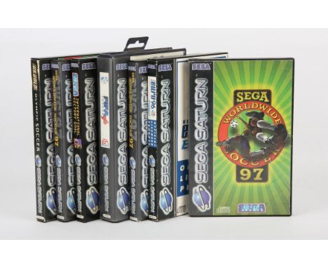 Sega Saturn Football/Soccer bundle (PAL) Games include: Sega Worldwide Soccer (x3), Olympic Soccer, Euro 96, FIFA 96 and Inte