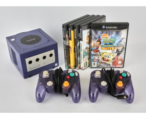 Nintendo GameCube Console [Indigo] with 2 third-party controllers and 5 games (PAL) and UK power supply Games include: Crazy 