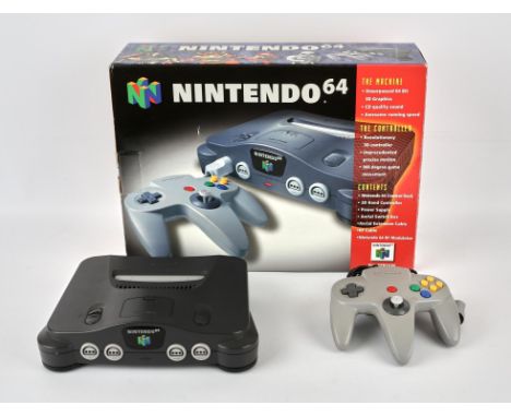 Nintendo 64 Console (PAL) with grey controller, power supply and instructions/inserts Console and contents are complete, boxe