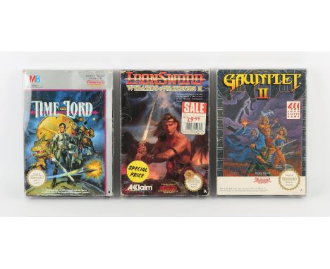 Nintendo Entertainment System (NES) Fantasy Adventure bundle Games include: Gauntlet 2, Time Lord and Iron Sword: Wizards & W