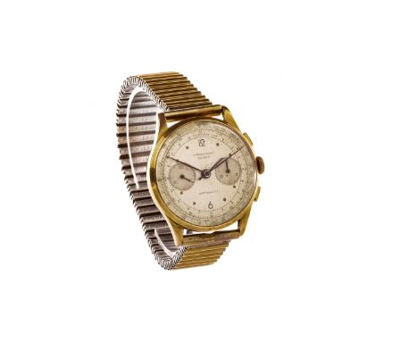 GENTLEMAN'S CHRONOGRAPHE SUISSE MANUAL WIND WRIST WATCH, early 1950s, unsigned movement, the round dial with Arabic 12 and 6,