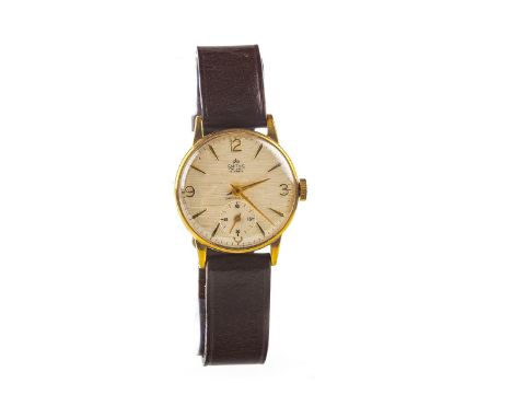 GENTLEMAN'S SMITHS NINE CARAT GOLD MANUAL WIND WRIST WATCH, unsigned 15 jewel movement, the round machined dial with applied 