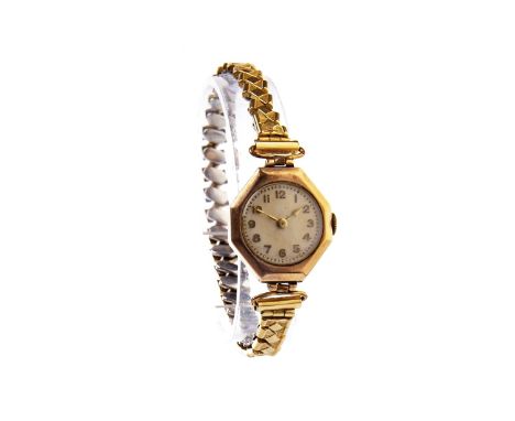 LADY'S EARLY TWENTIETH CENTURY MANUAL WIND WRIST WATCH, the round dial with applied Arabic numerals, dot outer seconds track,