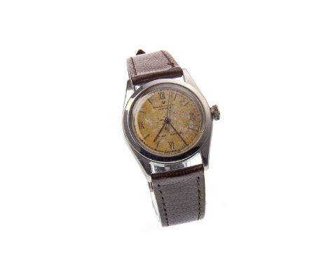 MID SIZE ROLEX OYSTER PRECISION STAINLESS STEEL MANUAL WIND WRIST WATCH, 1940s, the round dial with P. ORR &amp; SONS. LTD., 