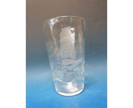 A c1930s Orrefors Nils Landberg etched glass vase