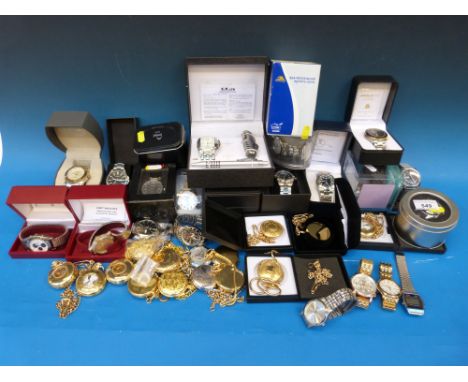 A collection of various pocket and wristwatches to include Casio Sea-Pathfinder, Bradford Exchange Apollo 11 and Defender of 