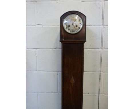 An oak cased two train granddaughter clock, striking on a gong c1930 (122cm tall)