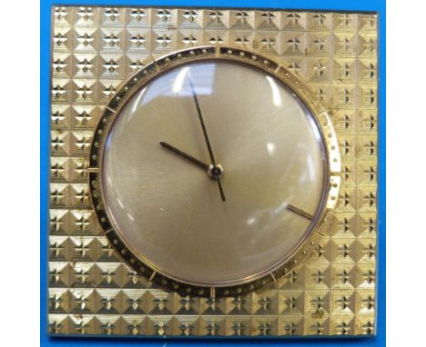 A slim Jaeger Le Coultre Memorex alarm in engine turned case