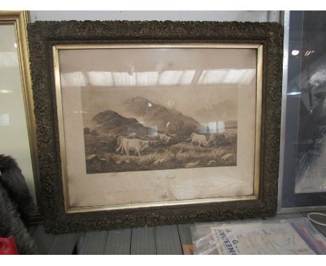 A late 19th Century ornate framed print titled 'The Rivals' after R. McTaggart