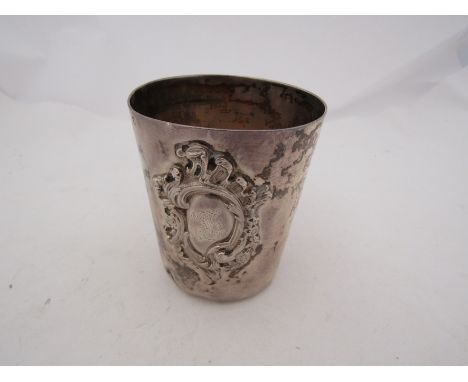 A 19th Century silver cup with monogrammed cartouche 