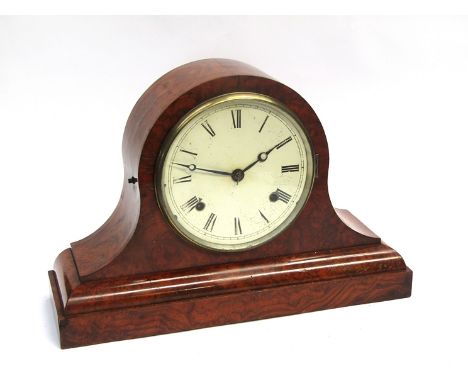 An Anglo-American hump-back/Napoleon hat striking mantel clock, unmarked American movement with Holloway &amp; Co. burr walnu