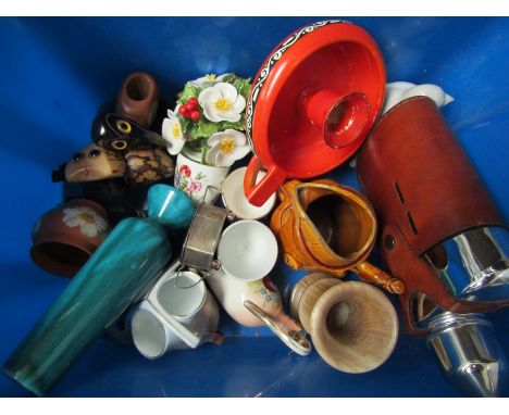 Ornamental collectables including a brass pocket compass and silver salt and spoon 