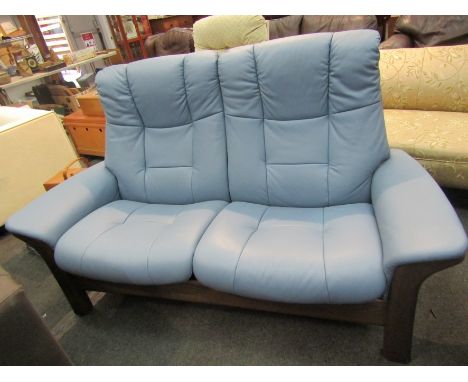 A Stressless Buckingham leather two seater reclining high back settee