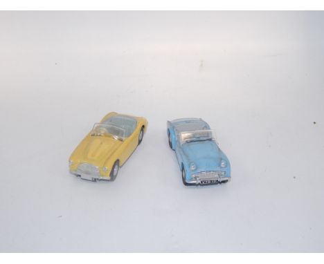 A Tri-ang Spot On Triumph TR3 1:42 scale car, and another Austin Healy, unboxed (2).